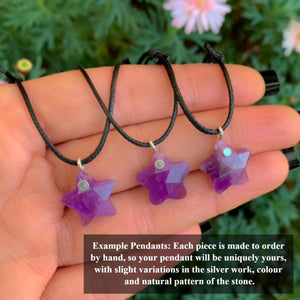 Amethyst Star Pendant - Sterling Silver - Made to Order