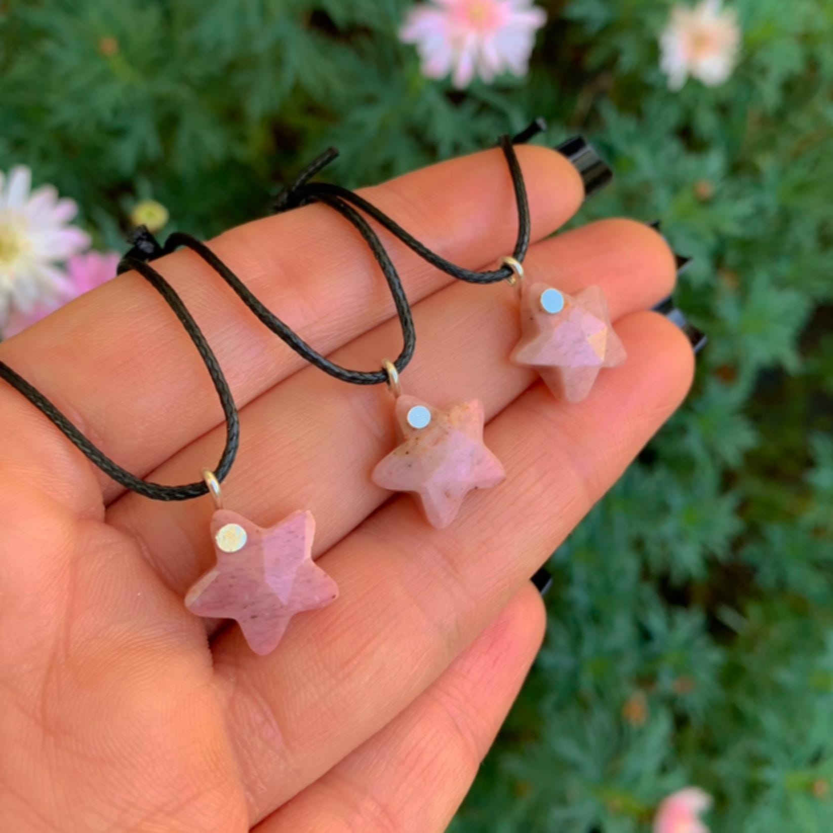 Rhodonite Star Pendant - Sterling Silver - Made to Order