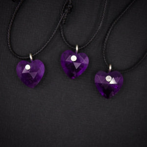 Amethyst Heart Pendant - Sterling Silver - Made to Order