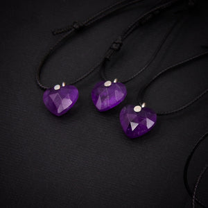 Amethyst Heart Pendant - Sterling Silver - Made to Order