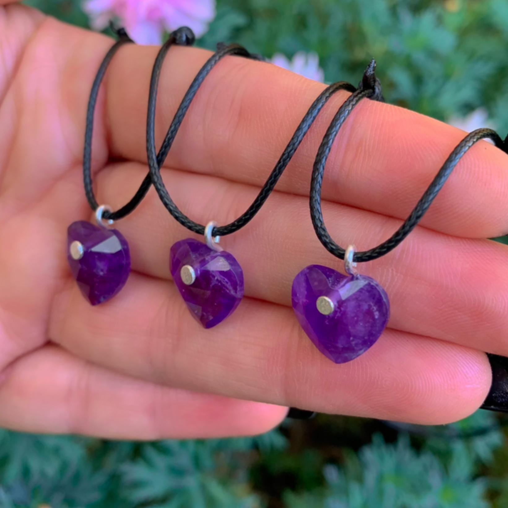 Amethyst Heart Pendant - Sterling Silver - Made to Order