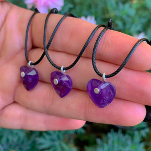 Amethyst Heart Pendant - Sterling Silver - Made to Order
