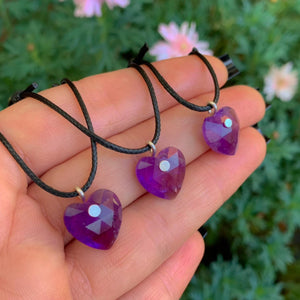 Amethyst Heart Pendant - Sterling Silver - Made to Order