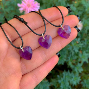 Amethyst Heart Pendant - Sterling Silver - Made to Order