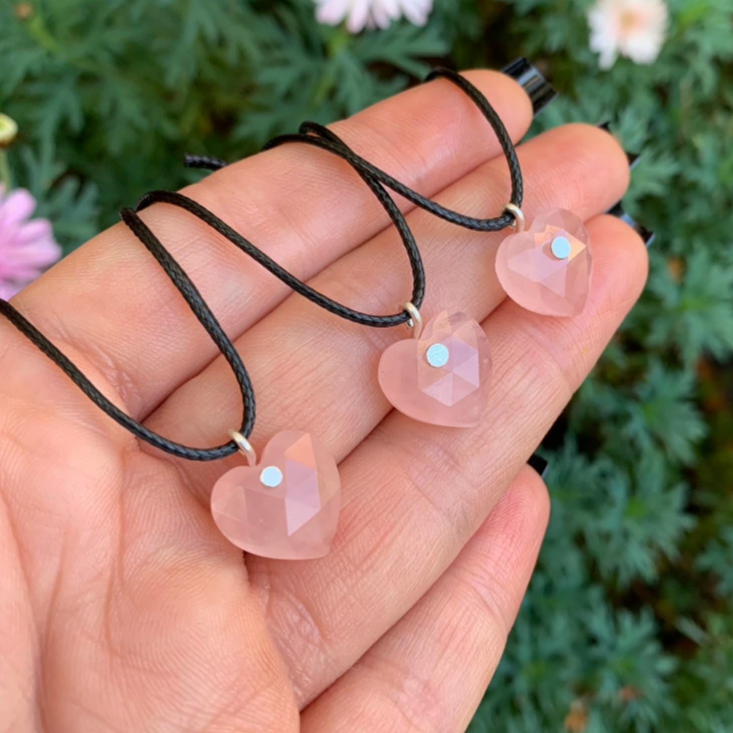 Rose Quartz Heart Pendant - Sterling Silver - Made to Order