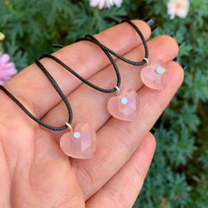 Rose Quartz Heart Pendant - Sterling Silver - Made to Order