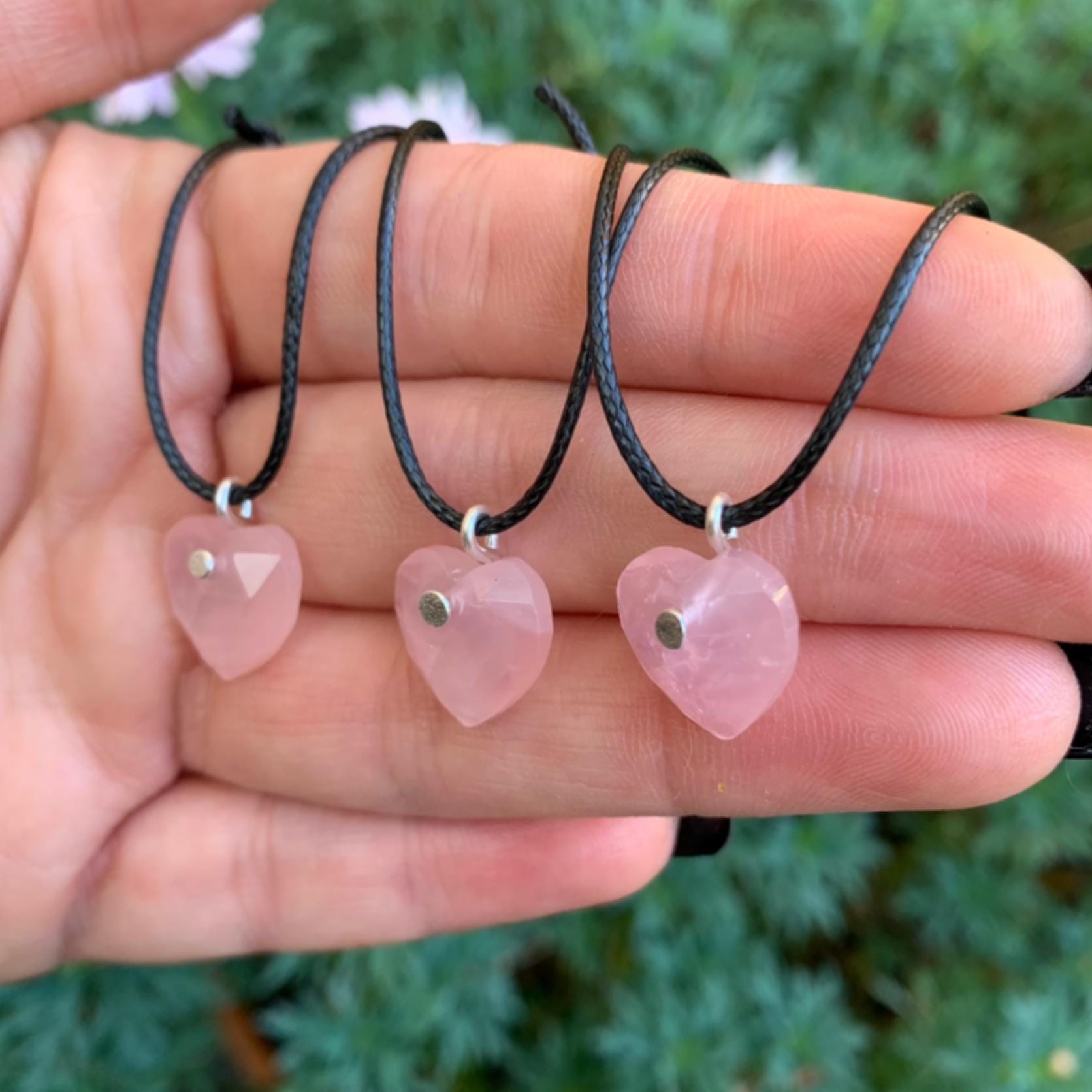 Rose Quartz Heart Pendant - Sterling Silver - Made to Order