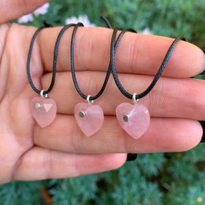 Rose Quartz Heart Pendant - Sterling Silver - Made to Order