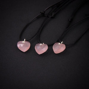 Rose Quartz Heart Pendant - Sterling Silver - Made to Order