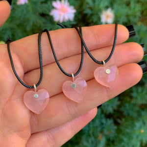 Rose Quartz Heart Pendant - Sterling Silver - Made to Order