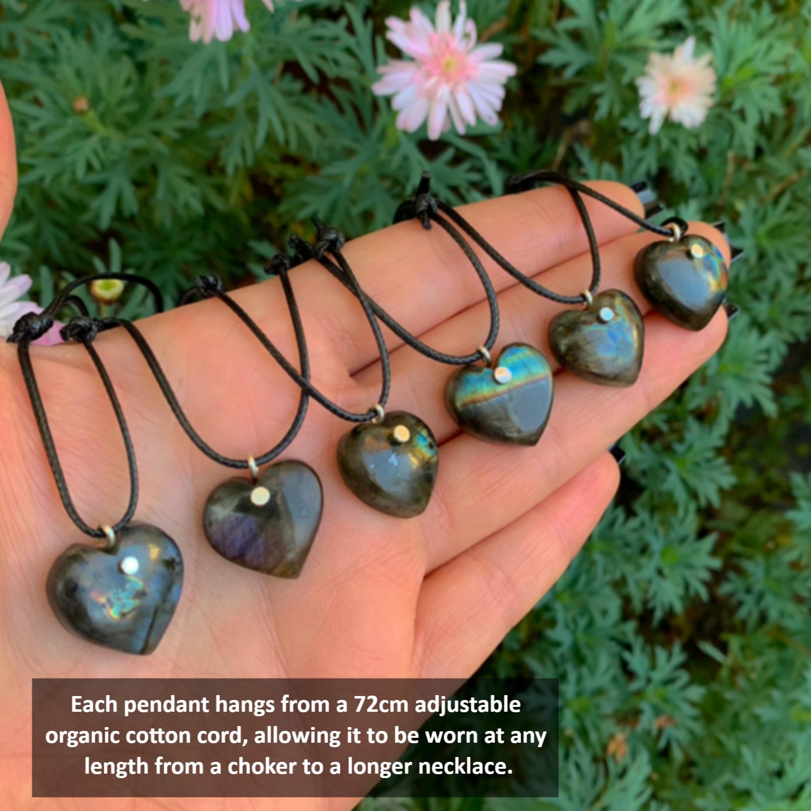 Labradorite Heart Pendant - Sterling Silver - Made to Order