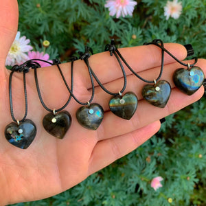 Labradorite Heart Pendant - Sterling Silver - Made to Order