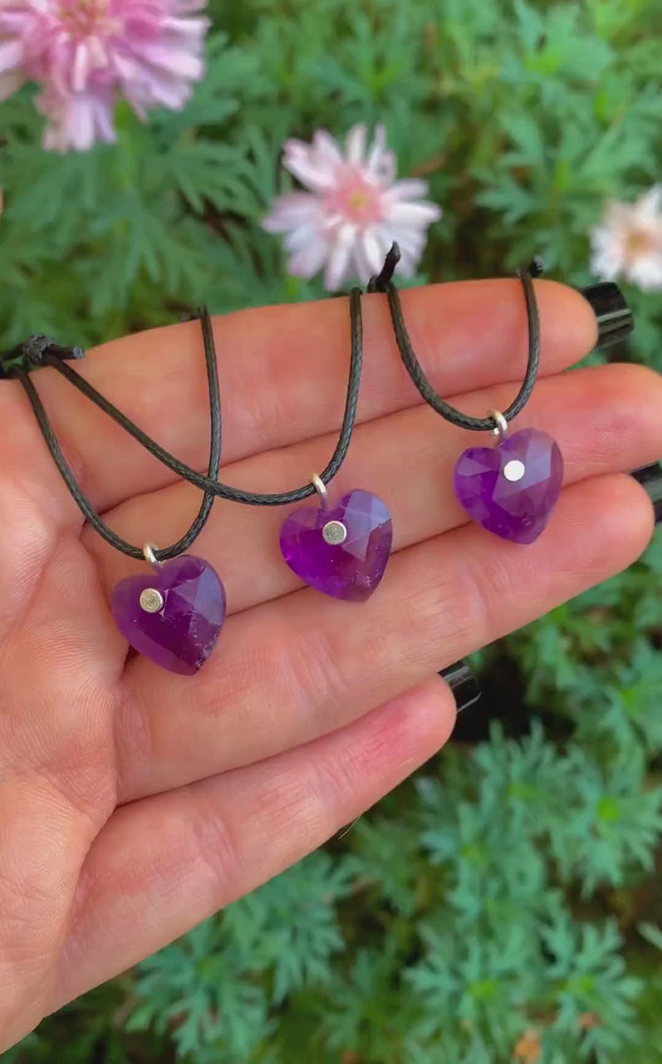Amethyst Heart Pendant - Sterling Silver