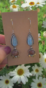 Sunstone & Moonstone Earrings - Sterling Silver