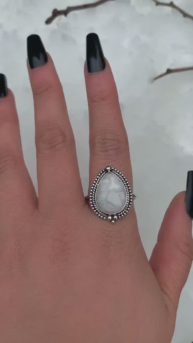 White Howlite Ring - Size 12 1/4