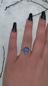 Rose Cut Clear Quartz & Aurora Opal Ring - Size 6 to 6 1/4