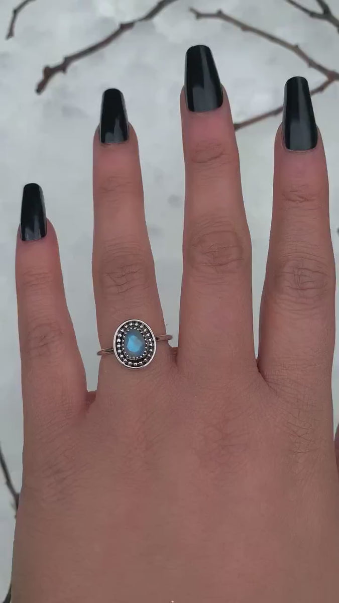 Rose Cut Moonstone Ring - Size 7