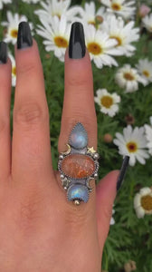 Sunstone & Moonstone Ring - Size 7 1/4