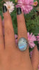 Moonstone & Black Tourmaline Ring - Size 9 1/2
