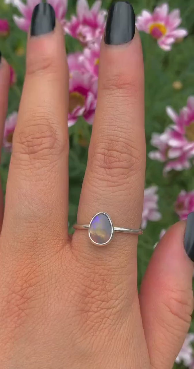 Australian Crystal Opal Ring - Size 9