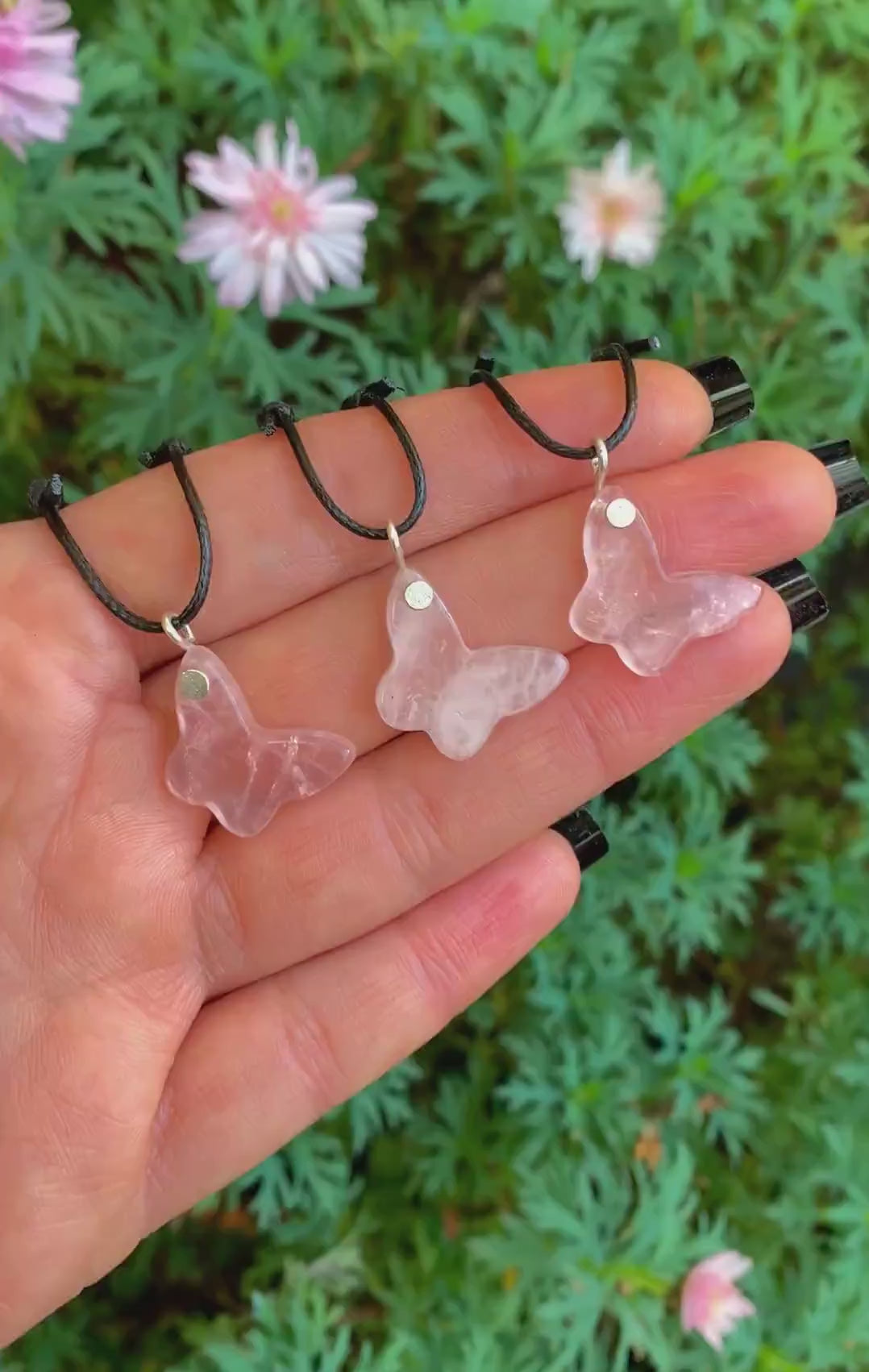 Rose Quartz Butterfly Pendant - Sterling Silver