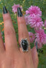 Rose Cut Black Onyx Coffin Ring - Size 8 to 8 1/4