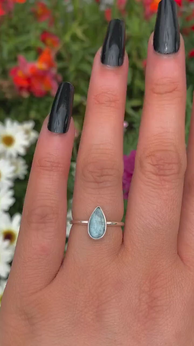 Rose Cut Aquamarine Ring - Size 6