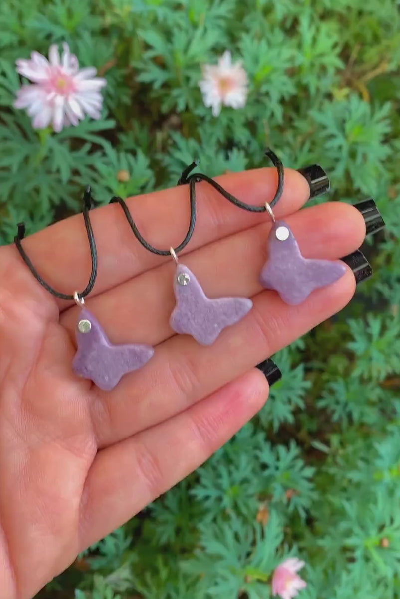 Lepidolite Butterfly Pendant - Sterling Silver