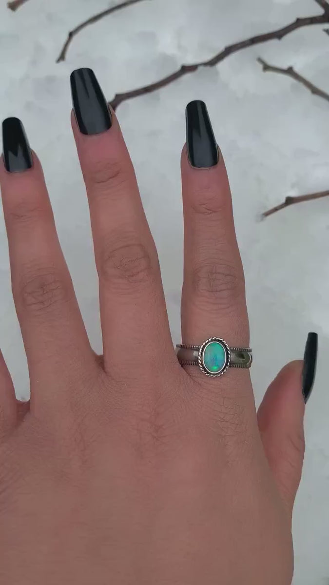 Australian Crystal Opal Ring - Size 11