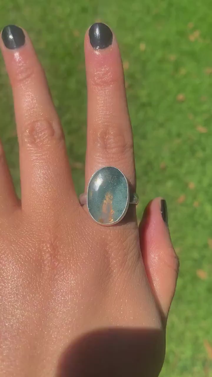 Moss Agate Ring - Size 11 1/4 to 11 1/2
