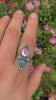 Rose Cut Aquamarine & Angel Aura Quartz Ring - Size 8