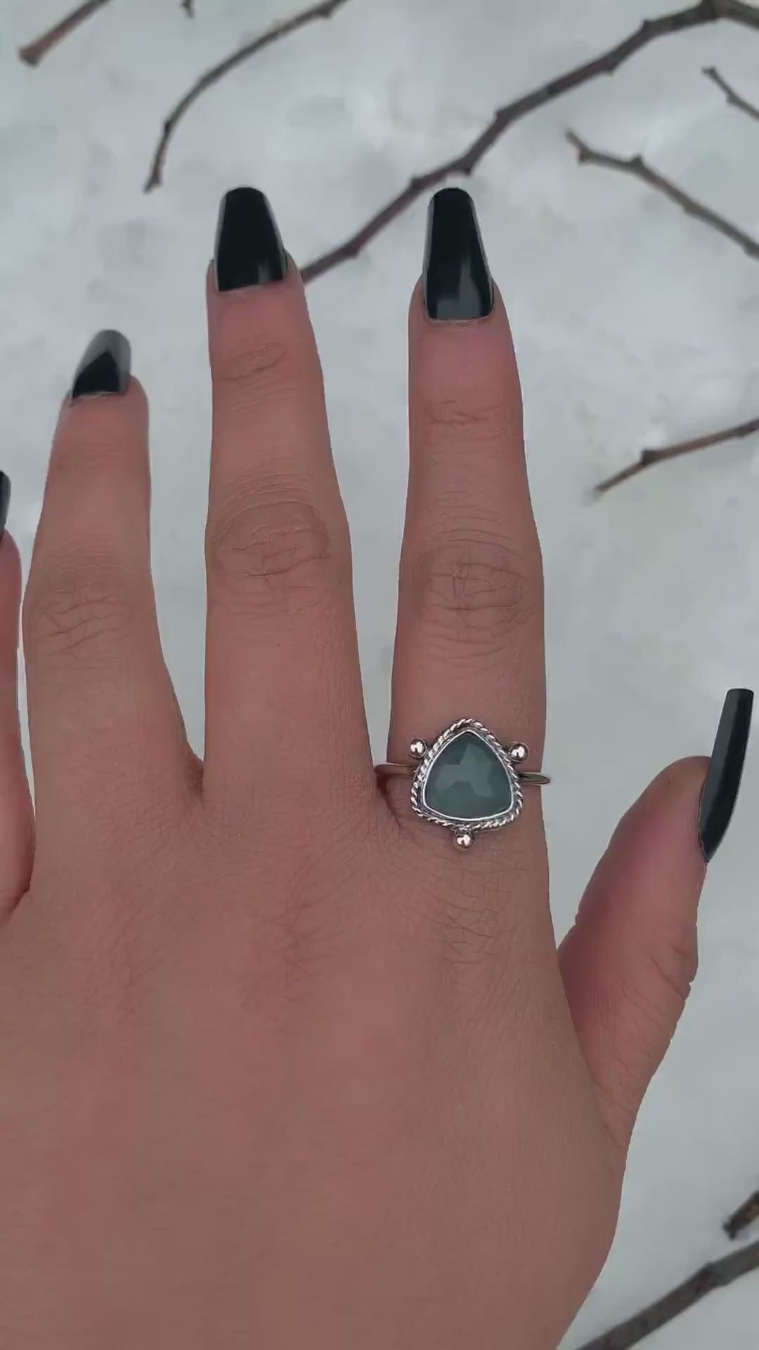 Rose Cut Aquamarine Ring - Size 10