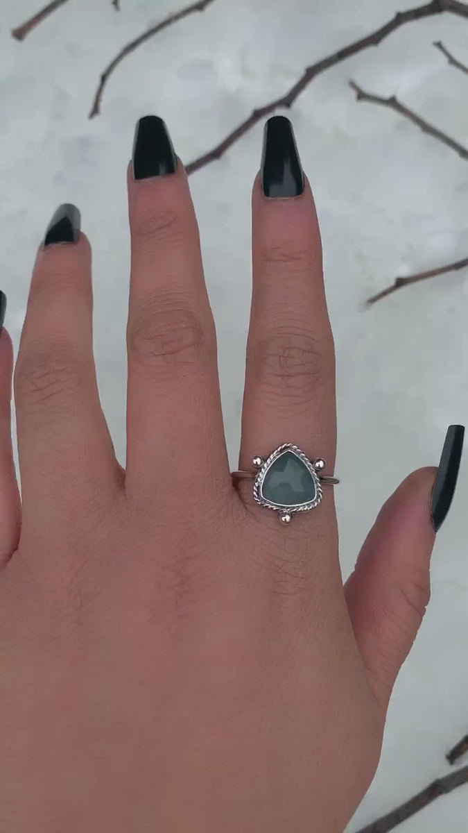 Rose Cut Aquamarine Ring - Size 10