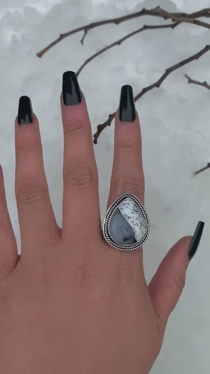 Dendritic Opal Ring - Size 7 1/2
