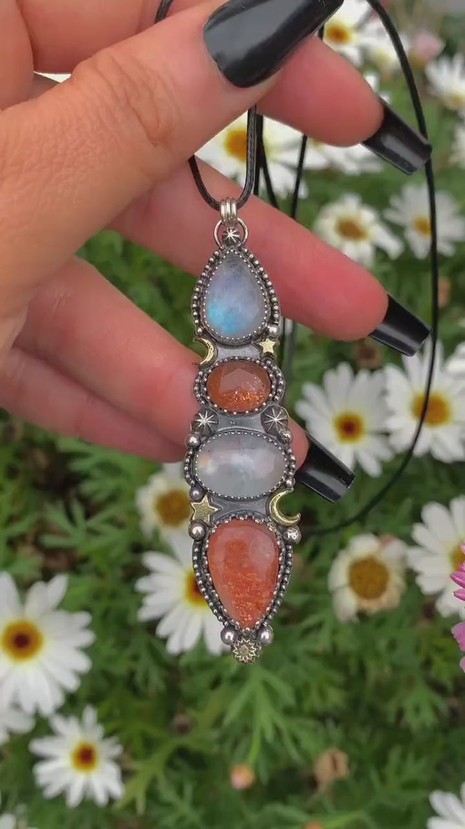 Sunstone & Moonstone Pendant - Sterling Silver