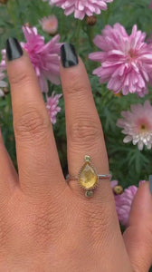 Rose Cut Citrine Ring - Size 9 to 9 1/4