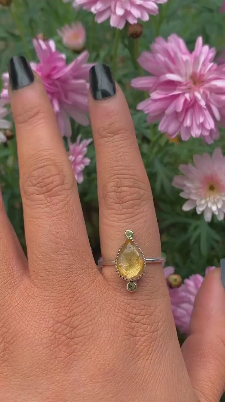 Rose Cut Citrine Ring - Size 9 to 9 1/4
