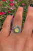 Rose Cut Clear Quartz & Monarch Opal Ring - Size 8