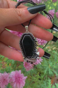 Black Onyx Coffin Pendant - Triple Goddess