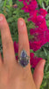 Rose Cut Amethyst & Tanzanite Ring - Size 9 1/4 to 9 1/2
