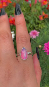 Rose Cut Clear Quartz & Aurora Opal Ring - Size 9 1/4