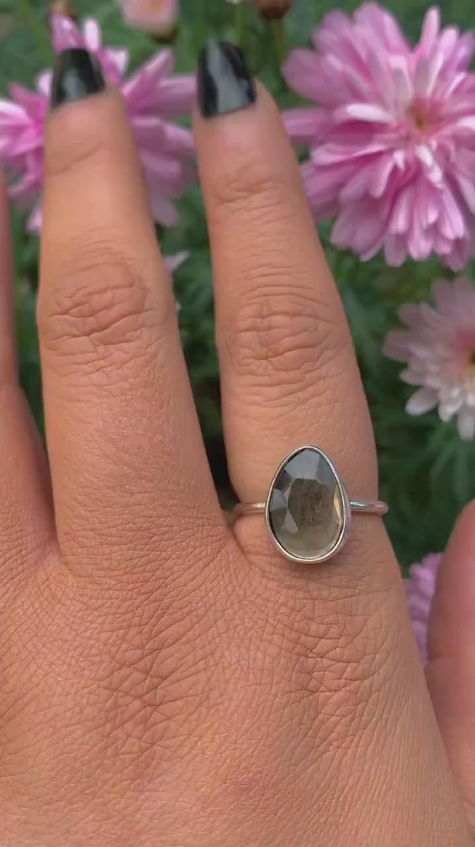 Rose Cut Smoky Quartz Ring - Size 7 1/2