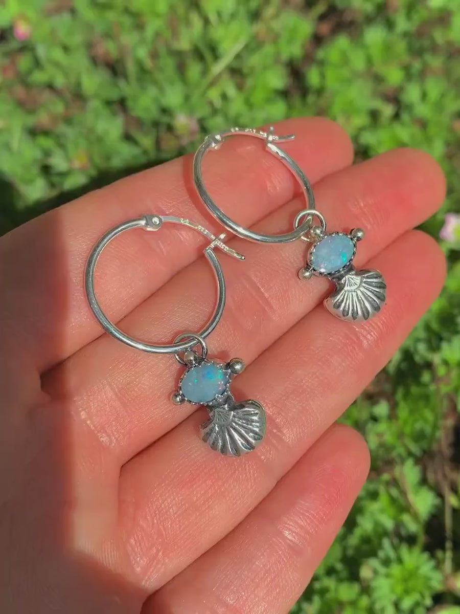 Australian Opal Shell Earrings - Sterling Silver