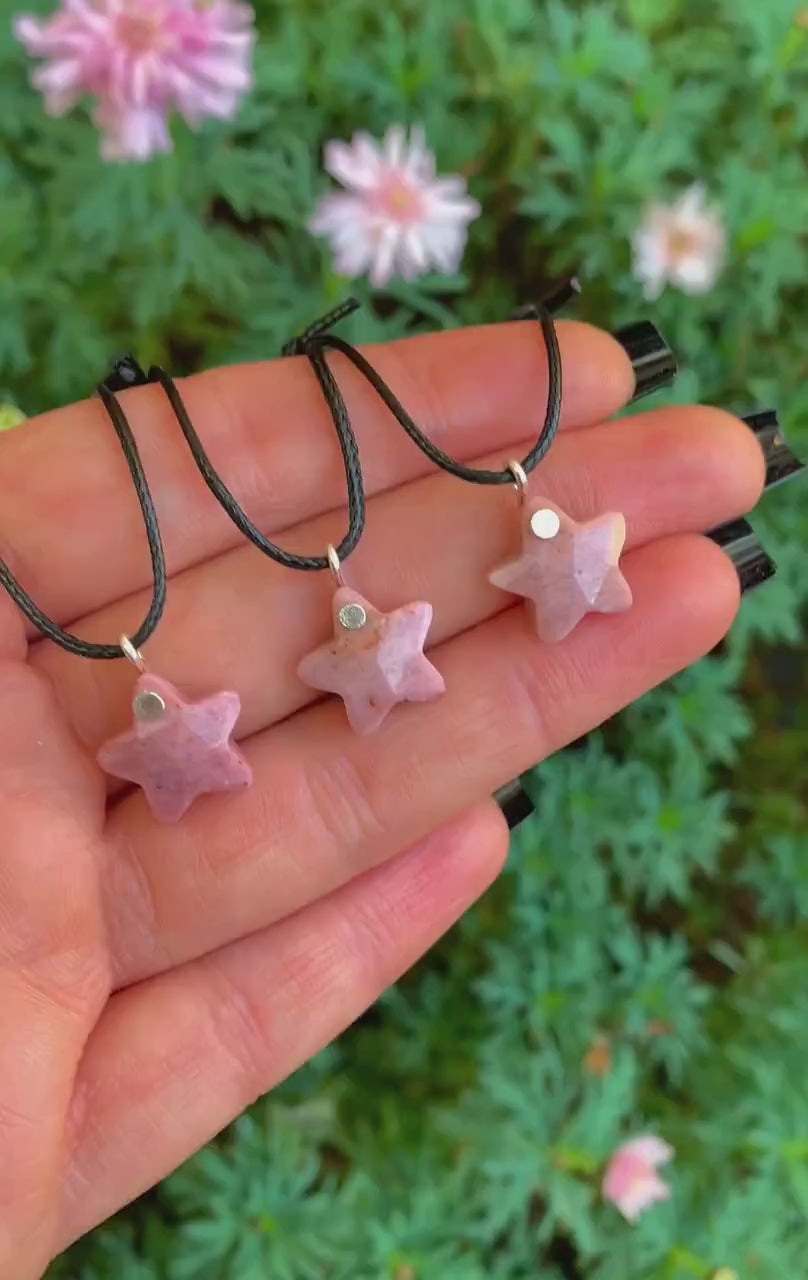 Rhodonite Star Pendant - Sterling Silver
