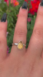 Rose Cut Citrine Ring - Size 6