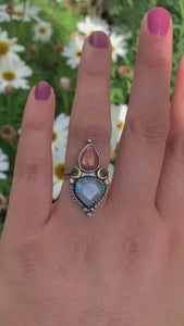 Sunstone & Moonstone Ring - Size 6 1/4