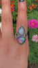 Rose Cut Clear Quartz with Aurora Opal & Moonstone Ring - Size 7 1/4