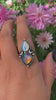 Rose Cut Clear Quartz with Aurora Opal & Angel Aura Quartz Ring - Size 8 1/4