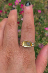 Rose Cut Citrine Ring - Size 9 1/2