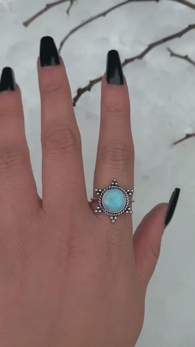 Larimar Snowflake Ring - Size 8 1/2